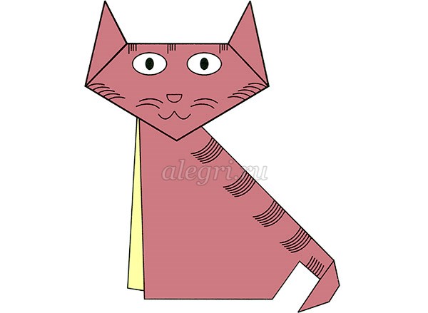 Оригами для детей Кошка. Схема
