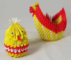Модульное оригами. Курочка и цыплёнок Модульное оригами. Курочка и цыплёнок