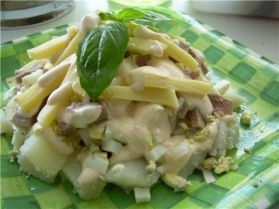 рецепты салатов из курицы мимоза