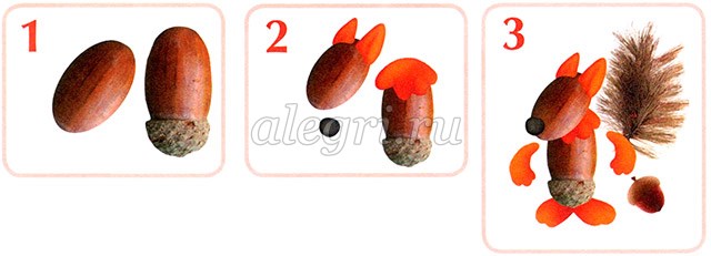 Белочка из желудей Белочка из желудей